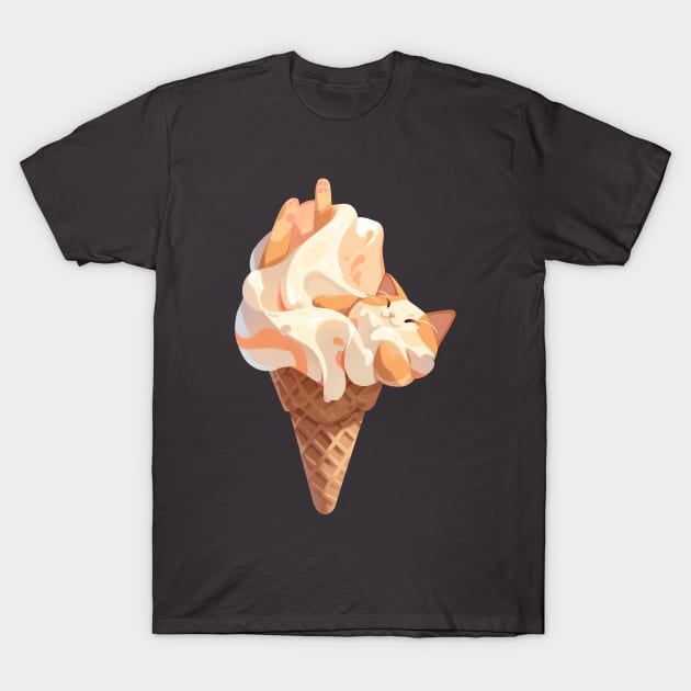 Cute kawaii Ice cream kitty cat cone T-Shirt by Sara-Design2